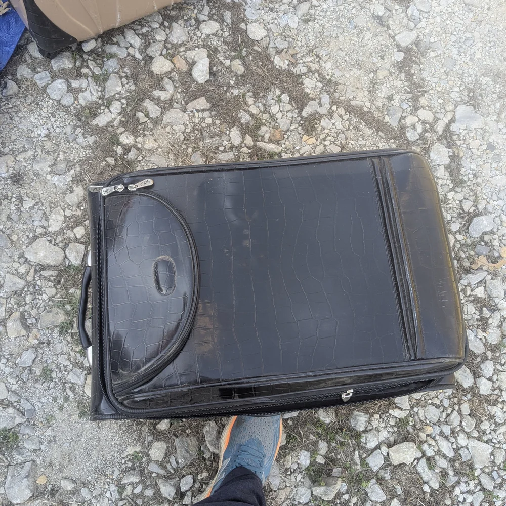 Black Crocodile-Embossed Suitcase